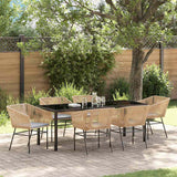 Set da Pranzo per Giardino con cuscino 7 pcs Marrone
