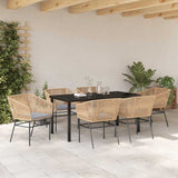 Set da Pranzo per Giardino con cuscino 7 pcs Marrone