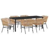 Set da Pranzo per Giardino con cuscino 7 pcs Marrone