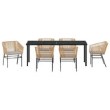 Set da Pranzo per Giardino con cuscino 7 pcs Marrone