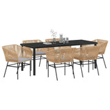 Set da Pranzo per Giardino con cuscino 7 pcs Marrone