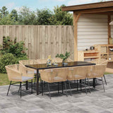Set da Pranzo per Giardino con cuscino 9 pcs Marrone