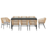 Set da Pranzo per Giardino con cuscino 9 pcs Marrone