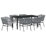 Set da Pranzo per Giardino con cuscino 7 pcs Grigio