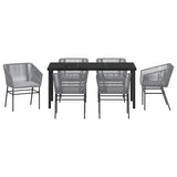 Set da Pranzo per Giardino con cuscino 7 pcs Grigio