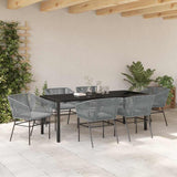 Set da Pranzo per Giardino con cuscino 7 pcs Grigio