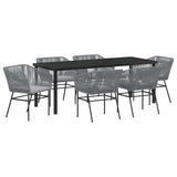 Set da Pranzo per Giardino con cuscino 7 pcs Grigio