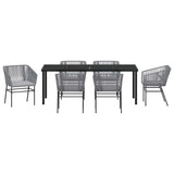 Set da Pranzo per Giardino con cuscino 7 pcs Grigio