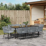 Set da Pranzo per Giardino con cuscino 9 pcs Grigio