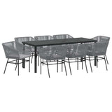 Set da Pranzo per Giardino con cuscino 9 pcs Grigio