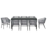 Set da Pranzo per Giardino con cuscino 9 pcs Grigio