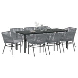 Set da Pranzo per Giardino con cuscino 9 pcs Grigio