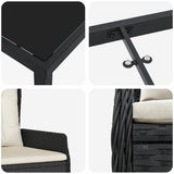 Set da Pranzo per Giardino 5 pcs Nero polyrattan