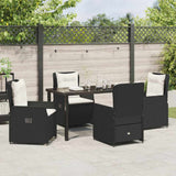 Set da Pranzo per Giardino 5 pcs Nero polyrattan