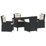 Set da Pranzo per Giardino 5 pcs Nero polyrattan
