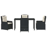 Set da Pranzo per Giardino 5 pcs Nero polyrattan