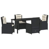 Set da Pranzo per Giardino 5 pcs Nero polyrattan