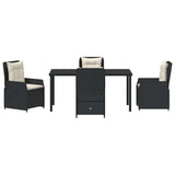 Set da Pranzo per Giardino 5 pcs Nero polyrattan