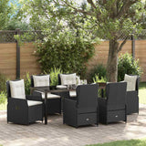 Set da Pranzo per Giardino 7 pcs Nero polyrattan