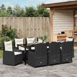 Set da Pranzo per Giardino 9 pcs Nero polyrattan