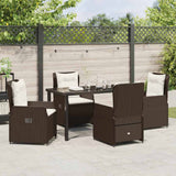 Set da Pranzo per Giardino 5 pcs Marrone polyrattan