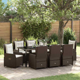 Set da Pranzo per Giardino 9 pcs Marrone polyrattan