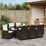 Set da Pranzo per Giardino 9 pcs Marrone polyrattan