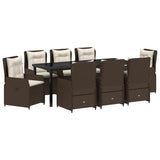 Set da Pranzo per Giardino 9 pcs Marrone polyrattan
