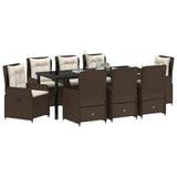 Set da Pranzo per Giardino 9 pcs Marrone polyrattan