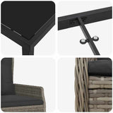 Set da Pranzo per Giardino 5 pcs Grigio polyrattan