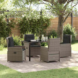 Set da Pranzo per Giardino 5 pcs Grigio polyrattan