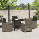 Set da Pranzo per Giardino 5 pcs Grigio polyrattan
