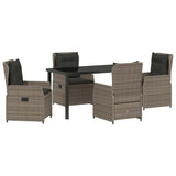 Set da Pranzo per Giardino 5 pcs Grigio polyrattan