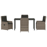 Set da Pranzo per Giardino 5 pcs Grigio polyrattan