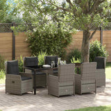 Set da Pranzo per Giardino 7 pcs Grigio polyrattan
