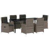 Set da Pranzo per Giardino 7 pcs Grigio polyrattan