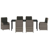 Set da Pranzo per Giardino 7 pcs Grigio polyrattan