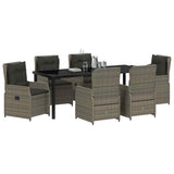 Set da Pranzo per Giardino 7 pcs Grigio polyrattan