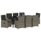 Set da Pranzo per Giardino 9 pcs Grigio polyrattan
