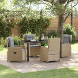 Set da Pranzo per Giardino 5 pcs Beige e Grigio Chiaro