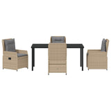 Set da Pranzo per Giardino 5 pcs Beige e Grigio Chiaro