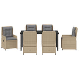 Set da Pranzo per Giardino 7 pcs Beige e Grigio Chiaro