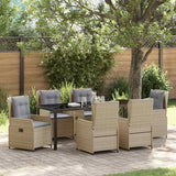 Set da Pranzo per Giardino 7 pcs Beige e Grigio Chiaro