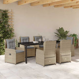 Set da Pranzo per Giardino 7 pcs Beige e Grigio Chiaro