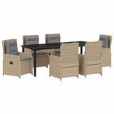 Set da Pranzo per Giardino 7 pcs Beige e Grigio Chiaro