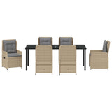 Set da Pranzo per Giardino 7 pcs Beige e Grigio Chiaro