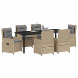 Set da Pranzo per Giardino 7 pcs Beige e Grigio Chiaro