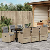 Set da Pranzo per Giardino 9 pcs Beige e Grigio Chiaro