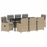 Set da Pranzo per Giardino 9 pcs Beige e Grigio Chiaro