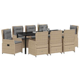 Set da Pranzo per Giardino 9 pcs Beige e Grigio Chiaro